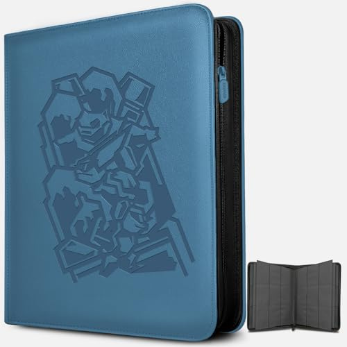 Ravaver Carpeta de 9 bolsillos, 540 tarjetas de intercambio, colección de juegos, carpeta de libros con fundas de carga lateral (tortuga azul)