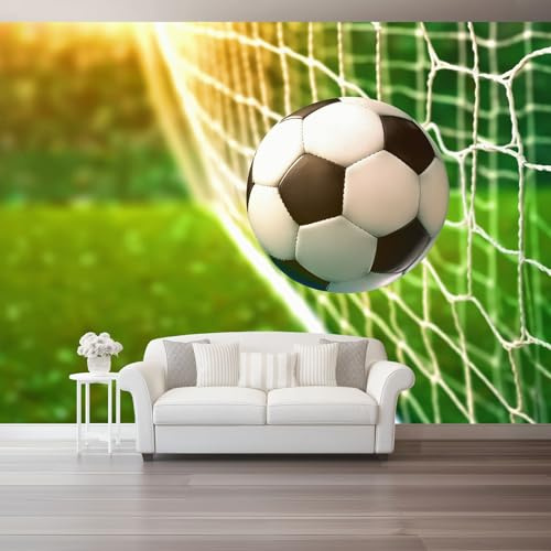 Fotomurales Sombra deportiva de fútbol Papel pintado tejido no tejido decoración Pared decorativos 350 x 256 cm Sala Cuarto Oficina Salón Decoración Casa Color de la hierba verde y blanca