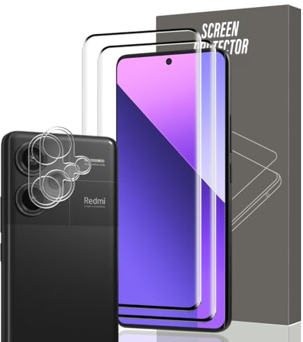Gelaasso 2+2 Piezas Protector de Pantalla para Xiaomi Redmi Note 13 Pro Plus 5G Cristal Templado y Protector de cámara, 9H Anti-Rayaduras, Transparente HD Cristal Templado