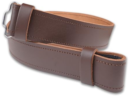 UMAM Men's Kilt Belt – 100% Leather, Celtic Embossed Design, Adjustable Hook & Loop Fastener, Scottish Kilt Accessory (Plain Brown, Medium)