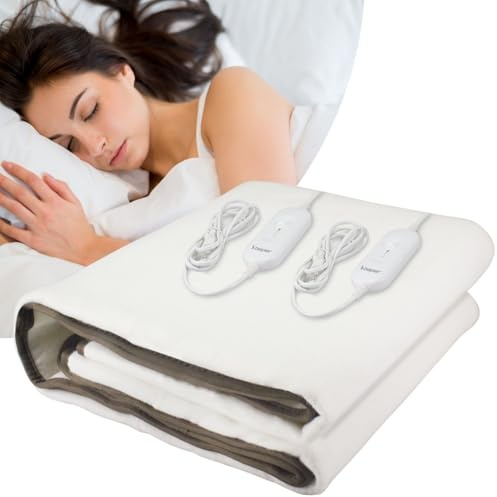 BEPER P203TFO111 Manta eléctrica doble, 2 zonas con control independiente, 3 niveles de temperatura, lavable, apagado automático, 160 x 140 cm