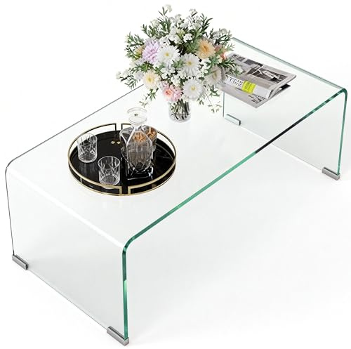 HOMCOM Couchtisch aus Gehärtetem Glas Rechteckig Transparent 80x45x35 cm