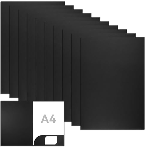 10 Pieces A4 Kraft Paper File Folder 31 x 22 cm A4 Folders Cardboard Black Folder Square Cut Document Folder Single Insert Folders with Business Card Slot Presentation Paper Folders for Office Home