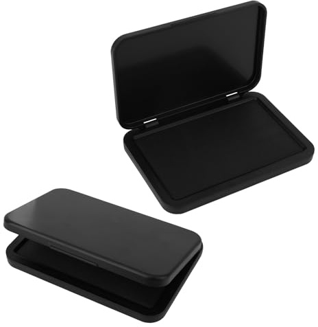 2pcs Black Ink Pads, 10.1x6.3cm/4x2.5in Finger Print Inkpad Premium Stamp Fingerprints Ink Pads for Rubber and Clear Stamps Ideal for Office Home & Crafting