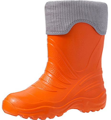 Ladeheid Kinder Mädchen Jungen federleichte Eva Thermo Gummistiefel gefüttert LA-861 (Orange151c/Grau, 26/27 EU)