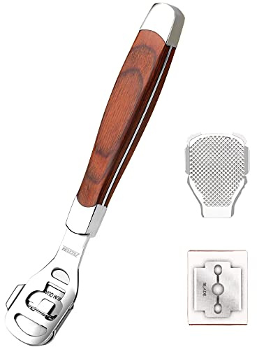 ZIZZON Foot Care Pedicure Callus Shaver Hard Skin Remover Wood Handle 10 Blades ZIZZON