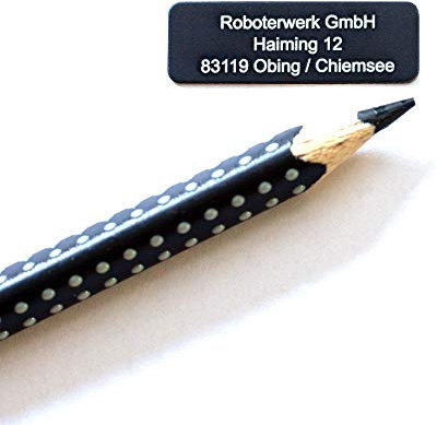 Roboterwerk Drohnen-Kennzeichen - 3 Zeilen, Namenschild und/oder mit ab 2021 geforderter e-ID, 30x10mm, Aluminium eloxiert Schwarz