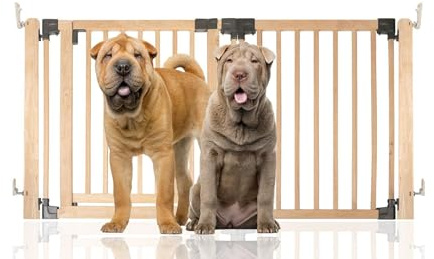 Bettacare Barriera per Animali Domestici Espandibile in Legno Multipannello, Fino a 156cm, Legno Naturale, 76cm di Altezza, Barriera per Cani e Cuccioli, Facile da Installare