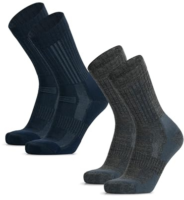 DANISH ENDURANCE Expert Pro Merino Wandersocken, Anti-Blasen, 2 Paar | Premium Wollsocken, Warm & Gepolstert mit Anti-Blasen-Schutz für Wanderungen & Trekking im Winter, Unisex