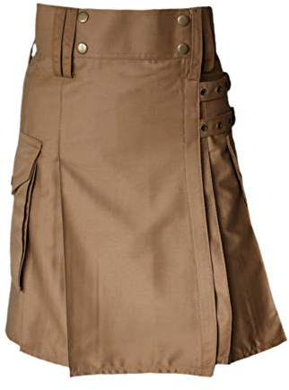 Tartanista - Damen Cargo-Kilt aus Baumwolle - 51 cm (20“) - Khaki - 42