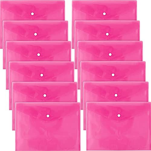 D.RECT 5530 12 stycken A4 | dokumentmapp med tryckknapp | dokumentväska samlarmapp | rosa