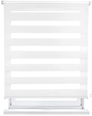 MERCURY TEXTIL Estor Enrollable de Doble Capa, Noche y Día, translúcido y oscurecido (120 x 180 cm, Blanco)