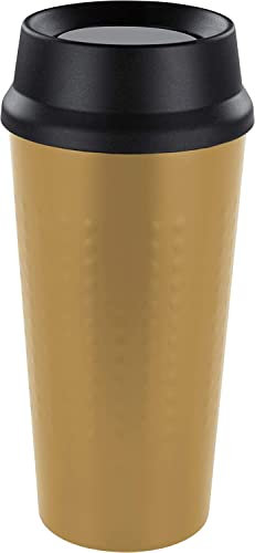 BOHORIA® Taza de café para llevar de acero inoxidable, termo de doble pared y aislamiento al vacío, 360 ml, taza de café y té para llevar (oro)