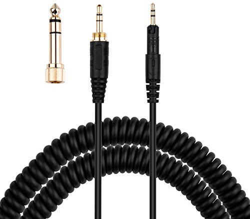 ATH-M50x Cable, Coiled AUX Cord Replacement for Audio-Technica ATH-M40x, ATH-M70x Headphone with 1/4 inch Adapter, 4ft to