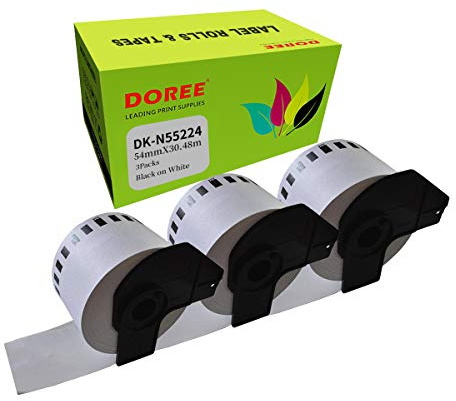 DOREE 3 Rotoli DK-N55224 54 mm x 30,48 m Etichette continue non adesive