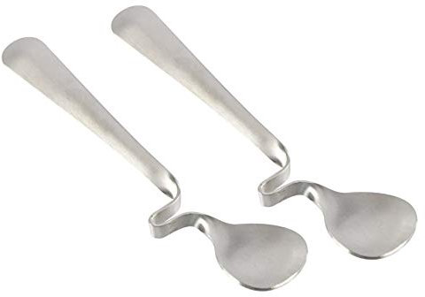 HOME-X Honey Spoons for Tea, Coffee Spoons, Stir and Rest, Stainless Steel Teaspoon Set, Set of 2, each 5 ½” L x 1 ¼” W x ¼” H, Stainless Steel
