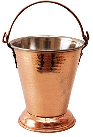 OSNICA Kupfer-Stahl-Eimer Balti zum Servieren von Geschirr, Küchengeschirr und Geschirr, Servieren von indischen Gerichten, Zuhause, Restaurant, Hotel, 10,2 cm (400 ml) (8)