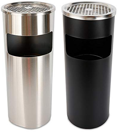 Standaschenbecher Aschenbecher mit Mülleimer 30L Mülleimer mit Inneneimer Edelstahl Abfalleimer für draußen Mülleimer Silver 25x62cm