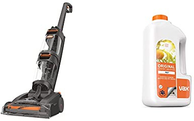 Vax W86-DP-B Dual Power Carpet Cleaner, 2.7 Litre, 800 W, Grey/Orange & 1-9-142054 Original Pet 1.5L Carpet Cleaner Solution, White