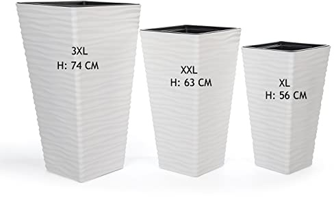 Bac à fleurs carré effet 3D - Slim - Carré - Bac à fleurs - 3 : XL - XXL - 3XL - Blanc