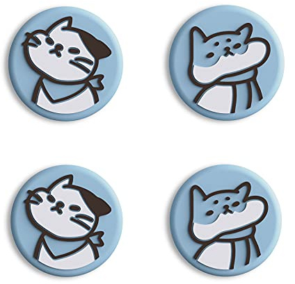 eXtremeRate PlayVital Cute Thumb Grip Caps for Nintendo Switch, Joystick Caps for Nintendo Switch Lite, Silicone Analog Cover Thumbstick Grips for Switch OLED Joycon - Kitten & Doggie Heaven Blue