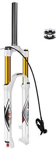 aiNPCde 26 27.5 29 Zoll Fahrrad Luft MTB Vordergabel Weiß Gabel, Ultraleicht Zugstufeneinstellung FO01-RK21 Gerades/konisches Rohr Mountainbike Federgabel Federweg 140mm, 27.5 inch