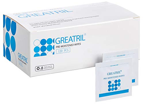 Spectacles Glasses Cleaning Wipes Pre-moistened - GREATRIL Lens Wipes for Glasses/Camera Lenses/Sunglasses/Goggles/Phone/Drone/Tablets/Laptop/Watch/Touch Screen (120)
