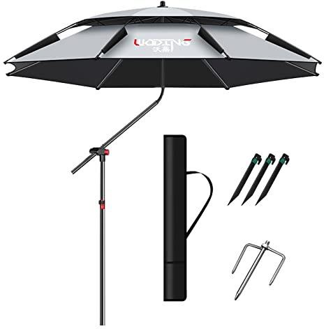 HDZNDH Sombrilla Parasol para Terraza, 360 ° se Puede Ajustar arbitrariamente, Doble ventilación, 0 transmitancia, Sombrilla Solar, para Patio, Jardín, Piscina, Exterior (Color : Grey, Size : 2.4m)
