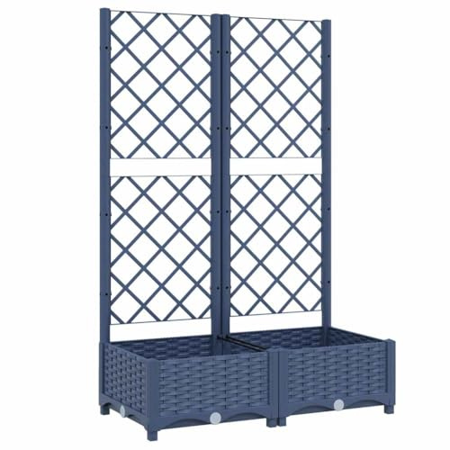 vidaXL Odlingslåda med spaljé blågrå 80x40x121,5 cm PP, blomlåda, planteringslåda, odlingslåda med spaljé, blomlådor, planteringslådor