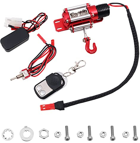 WANGCL Juego de cabrestante de Coche de Escalada de simulación, Modelo de Metal eléctrico, Accesorios de Coche de Oruga, Compatible con Axial SCX10 RC4WD D90
