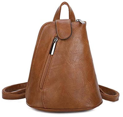ITALYSHOP24 OBC Damen Rucksack Schultertasche Umhängetasche Backpack Handtasche Crossover Crossbody Henkeltasche Reise Stadtrucksack Cognac