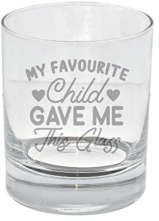 Engraved Tumbler Glass My Favourite Child Gave Me This Glass Design Custom Whisky Glass Gift for Parents Birthday Funny Gift from Kids Gifts for Parents Engraved Whisky/Whiskey Glass For Mum Or Dad
