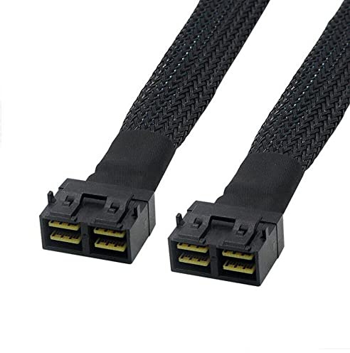 Allowish 2 Ports Mini SAS HD SFF-8643 to 2 Ports SFF-8643 Server High-Speed Adapter Cable (0.5m,Black)