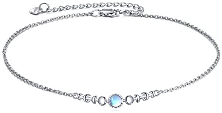 YFN Tennis/Mondstein/Lotus/Mondphase/Stern/Schmetterling Fußkettchen Sterling Silber Tennisschläger Fußkettchen Schmuck Sport Geschenke für Damen Herren Mädchen Jungen