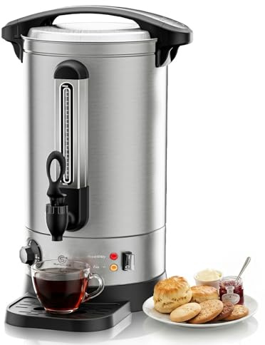 SUPERLEX Electric Catering Urn 1500W, 10L Hot Water Boiler Dispenser with Thermostat, Stainless Steel Tea Urn Kettle Auto Keep Warm & Anti-drip Tap, Safety Cut-off, for Home, Office, Commercial Use