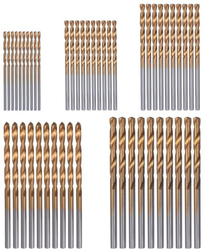 Treki 50pcs Mini Forets Hélicoïdaux en Acier Rapide avec Revêtement en Titane HSS Foret Hélicoïdaux 1.0/1.5/2.0/2.5/3.0mm Micro Drill Forets Bits Métrique pour Bois Plastique et Aluminium