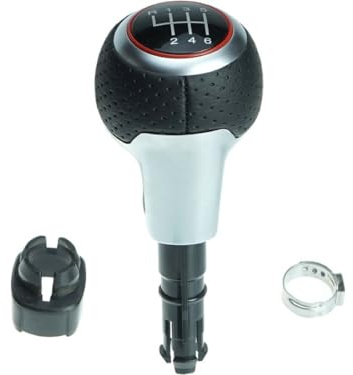 Newtown2700-parts gelochter Schaltknauf kompatibel für Audi A1 A3 A4 A5 A6 Q3 Q5 6 Gang Schwarz/Rot