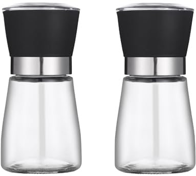 2-teilige Salz- und Pfeffermühle mit Keramikmahlwerk, mahlt Salz, Pfeffer, getrocknete Chilis und andere Gewürze, Mahlgrad einstellbar