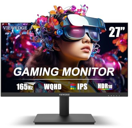 Viewedge 27 Inch Gaming Monitor with 165Hz/144hz IPS Panel | 1440p Gaming Monitor with HDR 10, 1ms, 120% sRGB | Bluelight Filter,VESA Wall Mounted and 2HDMI &1DP Port