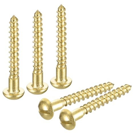 QUARKZMAN Holzschrauben M2 x 16mm Schlitz Rundkopf Messing Selbstschneidende Schraube Holzarbeitsschraube 60 Stück