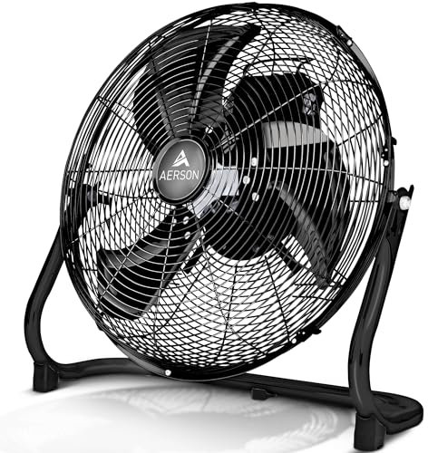 TRESKO AERSON Ventilador de suelo 60 cm | Ventilador de pie 200 W | con 3 niveles de potencia | Alto flujo de aire | Construcción robusta de metal | Inclinable a 110 grados