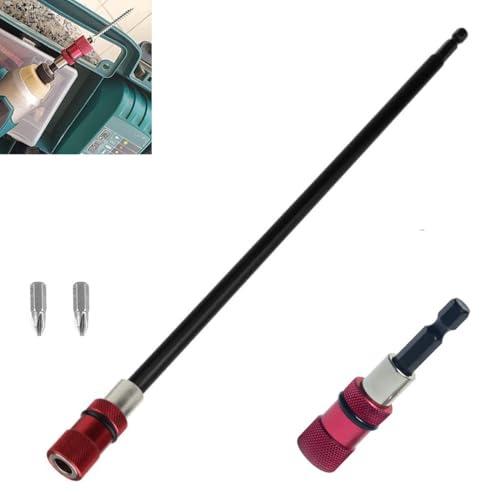 FTXanty 2Pcs Porta-Puntas Magnético (305mm+65mm) Puntas de Destornillador Imantado 1/4 Hexagonal Porta-Puntas Magnético de Cambio Rápido para Taladro Eléctrico Destornillador de Impacto