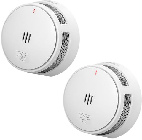 SAVS S10-W Funkvernetzter Rauchmelder - RF Rauchwarnmelder Vernetzt - 10 Jahre Batterie - Feuermelder mit Dualer Optischer Sensor – Funkrauchmelder - Optional WLAN – Weiß - 2er Set