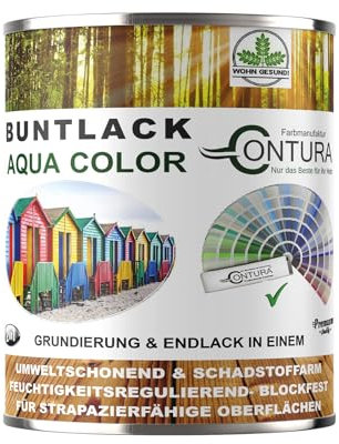 Contura Buntlack Glänzend Lackfarbe 750ml Lack Außen Innen Holz 2in1 Metall Farbe Holzlack Möbellack (RAL 2003 Pastellorange, 750ml.)