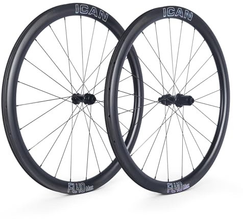 ICANIAN FL40/50 Max 1347g/1370g/1395g Carbon-Rennrad-Laufradsatz 700C Scheibenbremse 23 mm Innenbreite Center Lock Drahtreifen Tubeless-kompatibel (kompatibel mit Road HG Freilauf, FL40 Max)