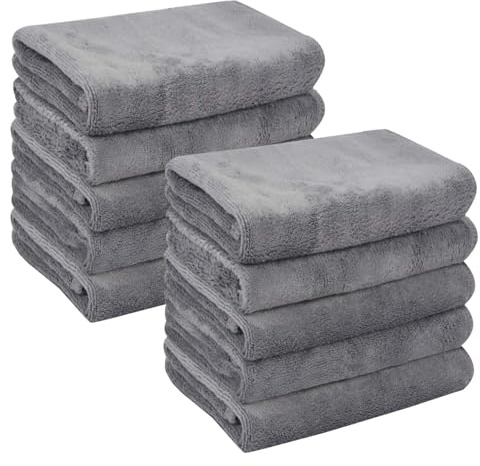 HIDMD Panno per il viso in microfibra struccante panno salviette viso pulizia viso asciugamani per la pulizia del viso bagno esfoliante 30 cm x 30 cm confezione da 10 pezzi grigio