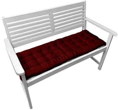 Brandsseller Cojín para banco, para exterior/interior, 27 pespuntes (rojo bayas, 140 x 40 x 4 cm)