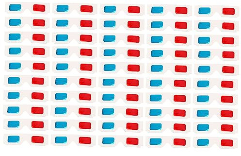 Artibetter 100pièces Lunettes Jetables Carton Rouge Bleu Pour Cinéma Et Vidéo Anaglyphe Léger Pour Garçon Fille Et Adultes