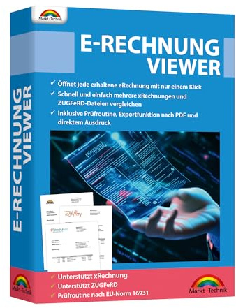 E-Rechnung Viewer - Software für digitale Rechnungen im xRechnung-Format ZUGFeRD-konform - Für Selbstständige und Firmen - Lifetime-Lizenz 1 PC - Win 11, 10