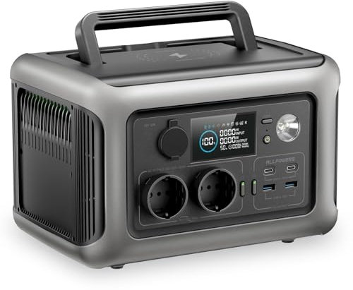 ALLPOWERS 299Wh Centrale Elettrica Portatile R600, LiFePO4 Batteria Backup con 2 Uscite AC 600W (Picco 1200W), Generatore Solare UPS per Campeggio, Viaggi su Strada, Interruzioni, 0-100% in 1 ora